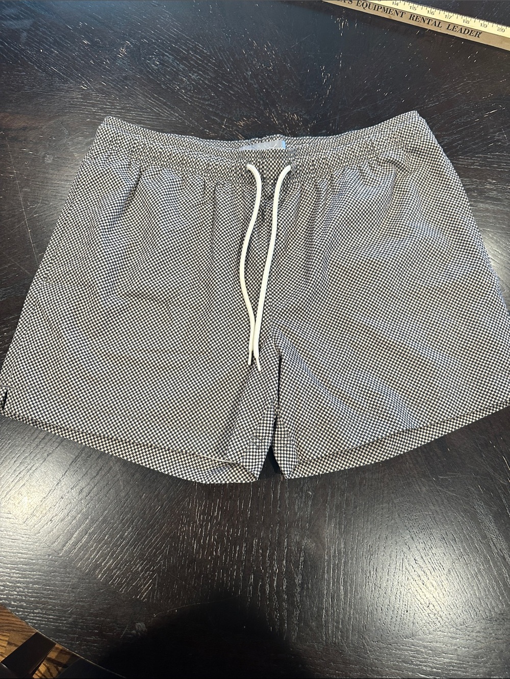 Pacsun Swim Micro-Check Drawstring Swim Shorts -‎ Brown and Tan